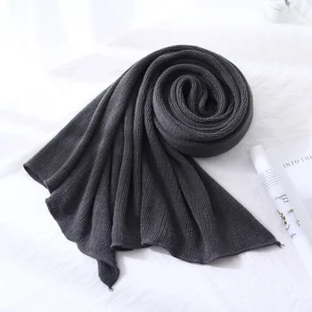 

New Style Korean-style Solid Color Knitted Yarn Scarf Women's Autumn And Winter Thick Warm-Style Scarf Men's Versatile Cape-
