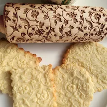 Рождественская Скалка Выгравированная резная деревянная рельефная Скалка кухонный инструмент 38 см тиснение для выпечки печенья бисквит Фондант