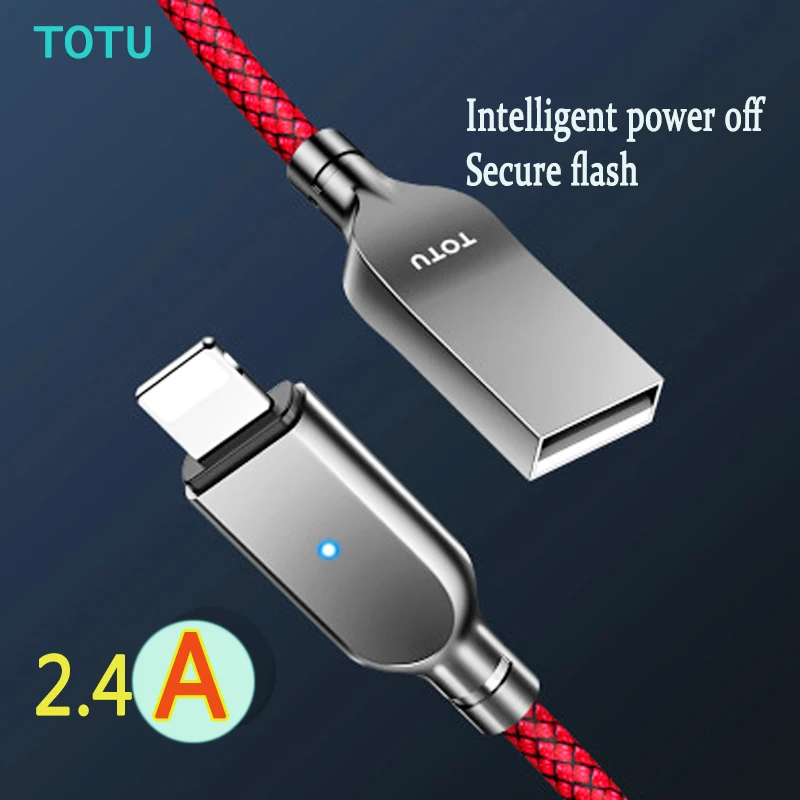 

TOTU intelligent power off 2.4A fast charging line for iphone XSmax 7 6 Plus Xs mobile phone charging data cable 1.2m usb cable