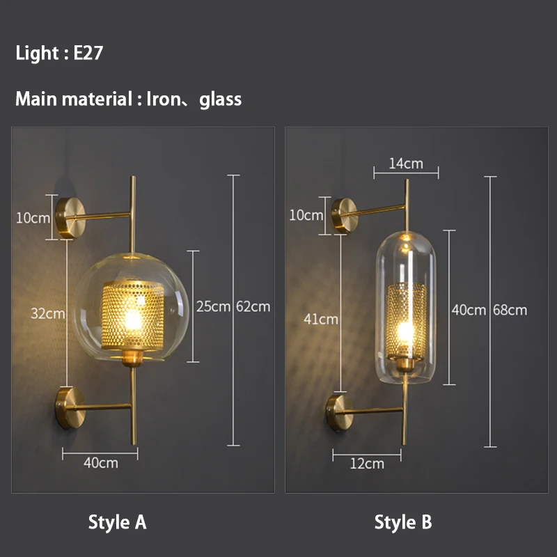 Post Modern Wall Lamp Loft Led Glass Wall Sconce Dining Room Industrial Decor Kitchen Loft Wall Light Fixtures Wall Luminaria