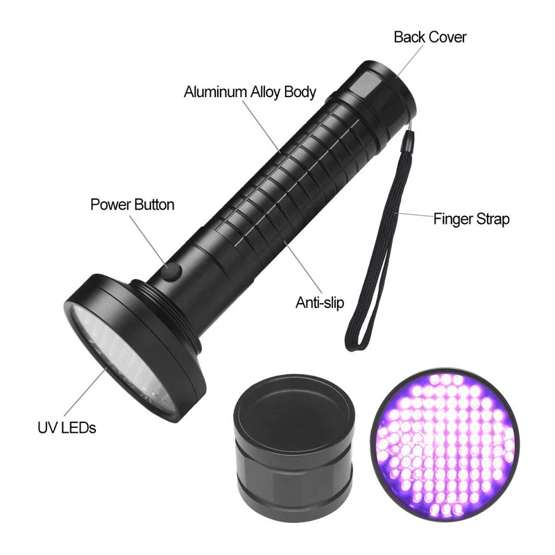 UV Flashlight Black Light 100 LED 395 nM Ultraviolet Blacklight Flashlights Detector for Dog Urine, Pet Stains and Bed Bug, Ma UV Flashlight Black Light 100 LED 395 nM Ultraviolet Blacklight Flashlights Detector for Dog Urine, Pet Stains and Bed Bug, Ma
