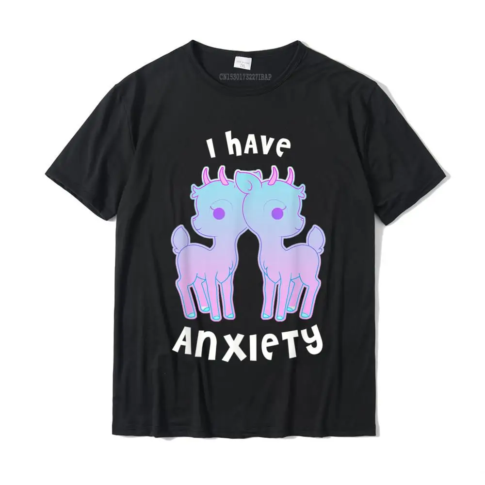 Normal Top T-shirts Casual Short Sleeve New Design O Neck 100% Cotton Tops T Shirt Design Tees for Men Summer Autumn I have Anxiety T-shirt Cool Kawaii Pastel Goth Style Design__MZ23665 black