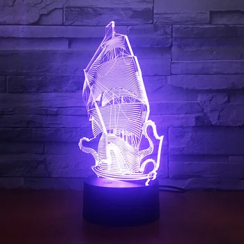 

Dragon Boat Ship Design Shape 3d lamp Table Lamp Acrylic Creative Decorations Bedroom Sleeping Nightlight Gift Dropshipping