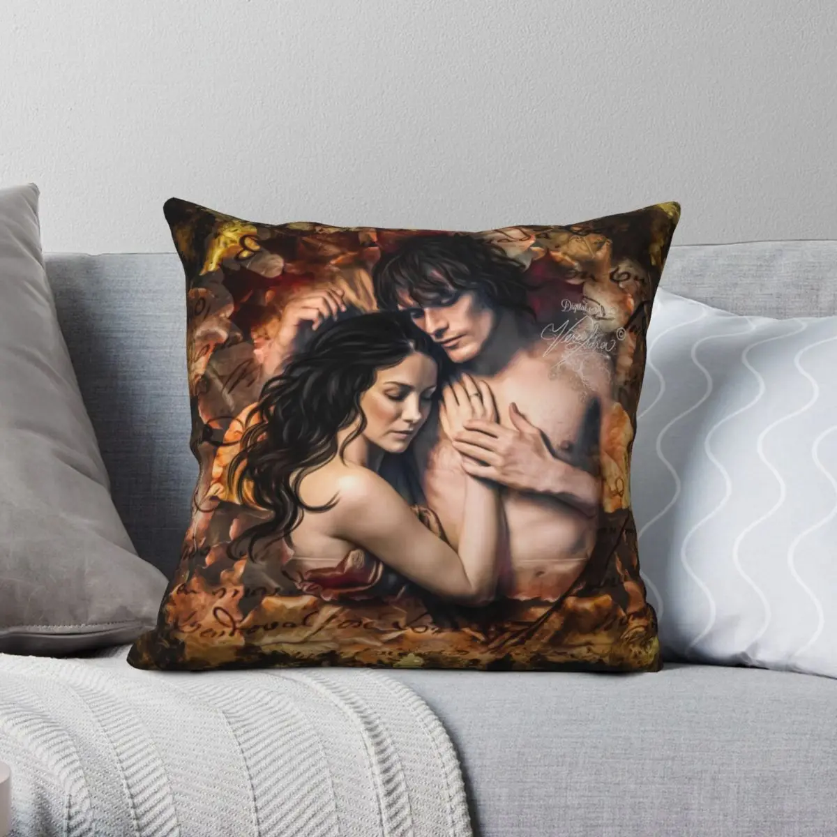 

Outlander Drums of Autumn Lovers Square Pillowcase Polyester Linen Velvet Printed Zip Decor Pillow Case Car Cushion Cover