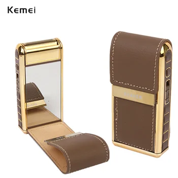 

2 In 1 Men's Electric Razor Shaver Leather Wrapped Rechargeable Mustache Beard Razor Trimmer Shaving Machine 40D