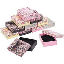 

24pcs Cardboard Jewelry Gift Boxes Floral Pattern Bowknot Ribbon Packaging Storage Case Organizer for Necklace Ring Earrings