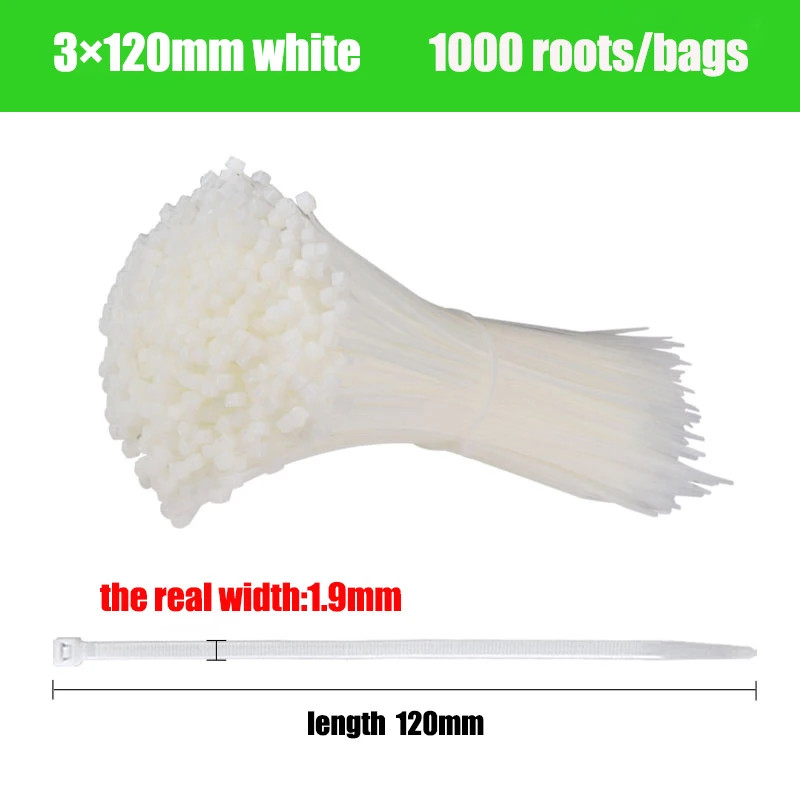 120mmwhite 1000(500) шт черные самофиксирующиеся Кабельные стяжки высокого качества нейлоновые закручивающиеся провода на молнии 3x100 мм 3*80 3x120 3*150 3X200 пластик - Цвет: 120mmwhite