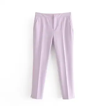 

2020 summer women's new simple retro high waist suit casual pants were thin and narrow legs simple fashion feet ankle pants