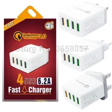 50 шт. Быстрая зарядка 3,0 4 порта USB зарядное устройство USB быстрое зарядное устройство QC3.0 для i phone 11 UK/EU/US настенный адаптер с розничной коробкой