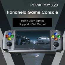 POWKIDDY – Console de jeux vidéo de poche X20, 3599 jeux intégrés, Linux, rétro, classique, cadeau pour enfants