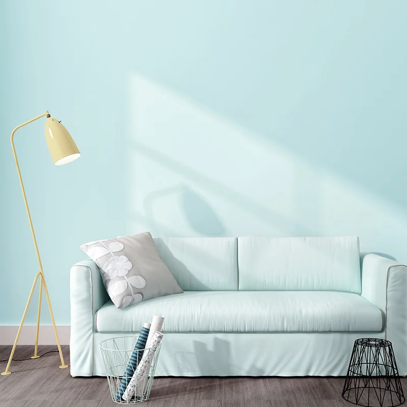 

[Waterproof Stain-Resistant] Mint Blue-Green Wallpaper Solid Color Plain Color Modern Minimalist Nonwoven Fabric Bedroom Living