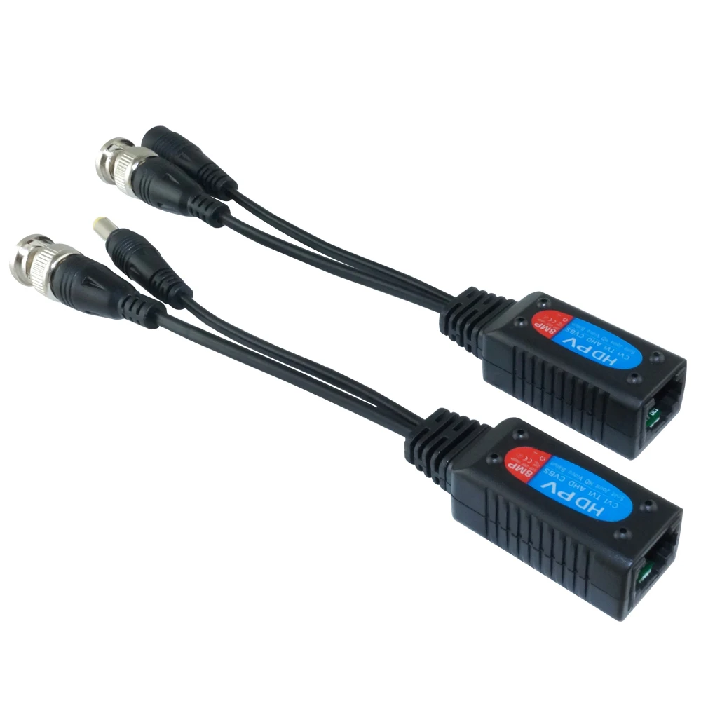 비디오 발룬 케이블, 8MP HD 변속기 트위스트 송신기 BNC-RJ45 어댑터 지지대, HDCVI TVI AHD 카메라, 4 쌍