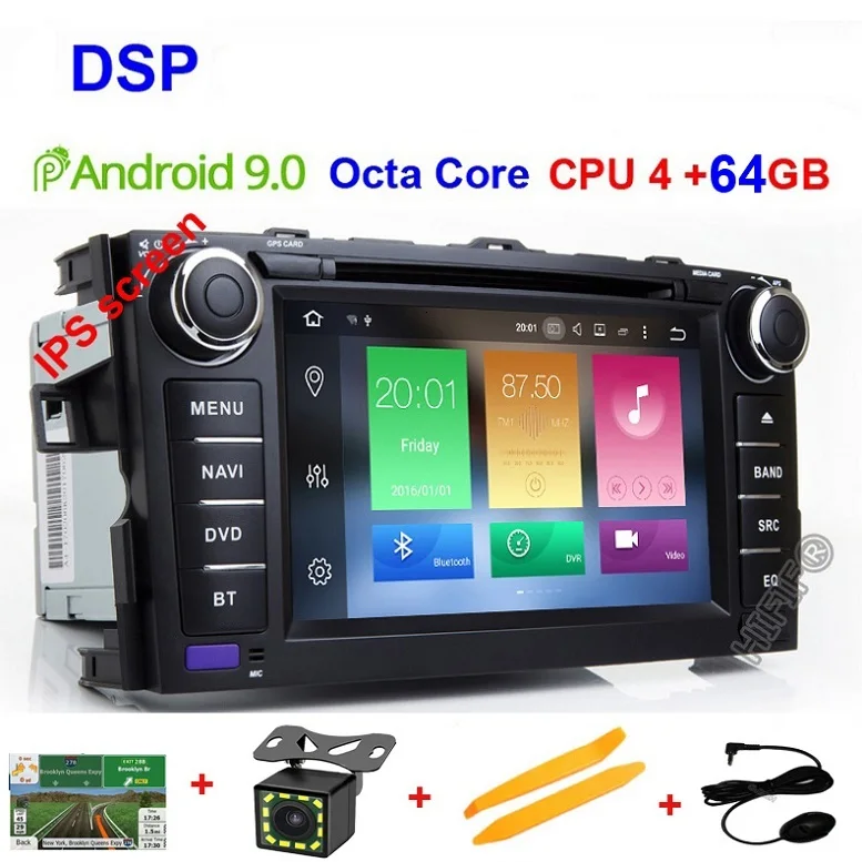DSP ips Android 9,0 автомобильный dvd-плеер с двумя цифровыми входами для TOYOTA AURIS Altis COROLLA 2012 2013 gps радиоэкран стерео навигация Мультимедиа - Цвет: Octa Core 4G 64G DSP