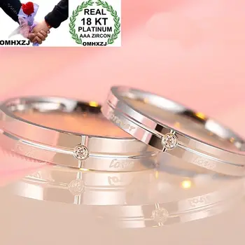 

OMHXZJ Wholesale European Fashion Woman Man Party Wedding Gift Simple Cross Lovers Resizable Zircon 18KT White Gold Ring RR686