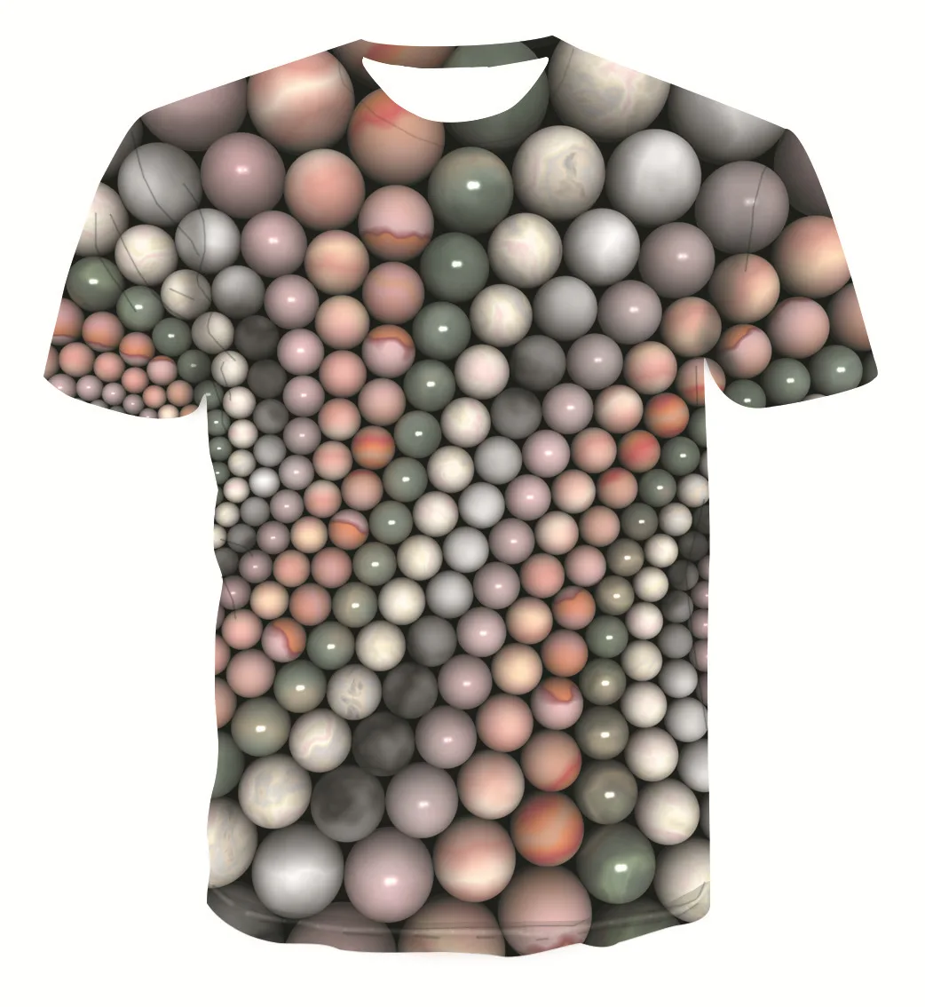 New Summer men's T-shirt fun 3DT-shirt 3D colorful three-dimensional ball printing pattern round neck short sleeve | Мужская одежда