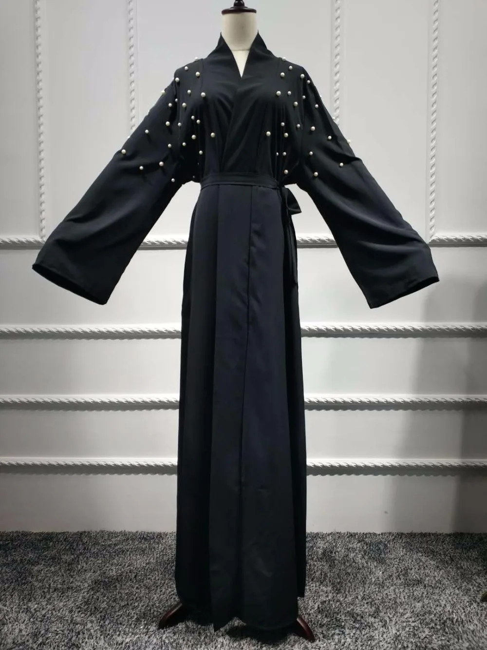 Мусульманское платье с бисером Абая кардиган с жемчугом Туника длинные халаты кимоно Юба Рамадан арабский турецкий Тобе Исламская, молитвенная одежда