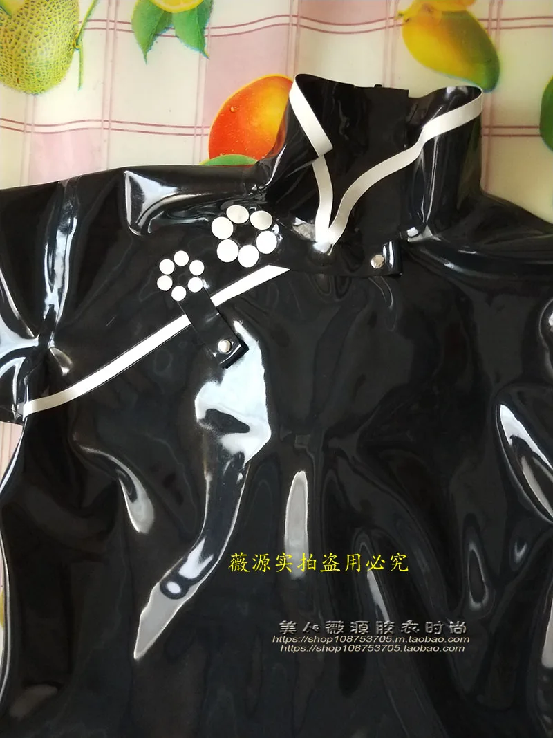 Sexy-Women-Black-Latex-Cheongsam-Dress-Fetish-Side-Split-Rubber-Slim-Long-Dress- 7