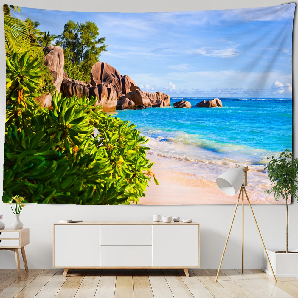 Tapestry Decor Landscape Painting Tapestry Wall Hanging Colorful Natural Scenery Bohemian Travel Mattress Studio Living Room Art Decor