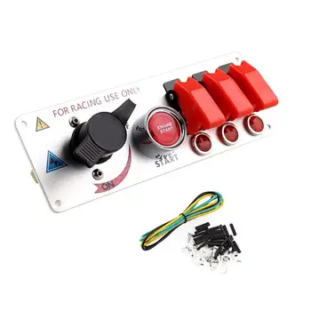 

DC 12V Flip-up Ignition Switch Panel 5 in 1 Car Engine Start Push Button LED DIY Toggle for Racing Sport Competitive