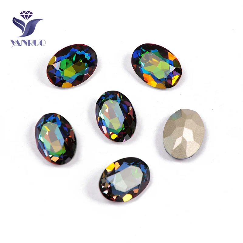 

YANRUO 4120 Oval Crystal Vitrail Medium Sewing Products Glass Stones Crystals Diamonte crystal Chain Dance Dress