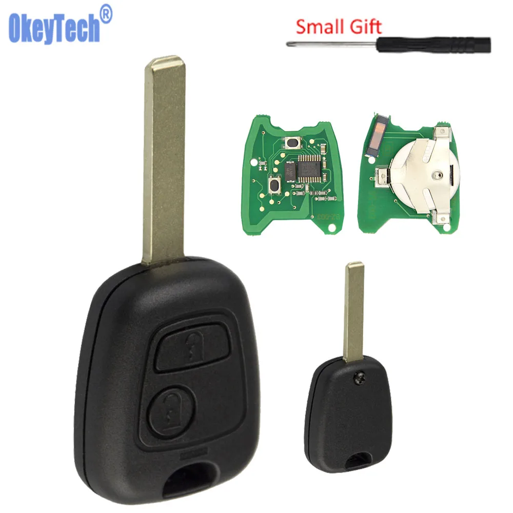 OkeyTech для Peugeot 307 Partner Citroen C4 Picasso Xsara Key заготовки VA2 Blade 2 Button 433Mhz ID46 7961 чип и