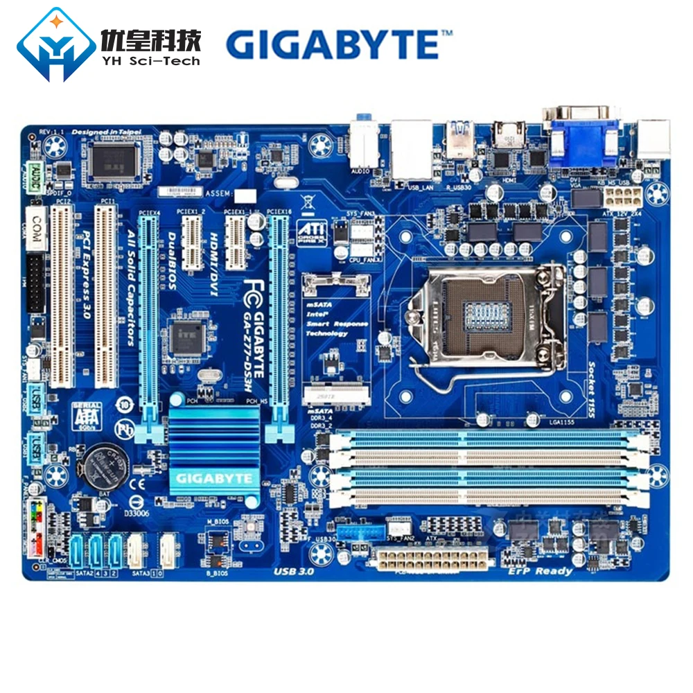 Gigabyte GA-Z77-DS3H Intel Z77 Original Used Desktop Motherboard LGA 1155 Core i7/i5/i3/Pentium/Celeron DDR3 32G ATX | Компьютеры и
