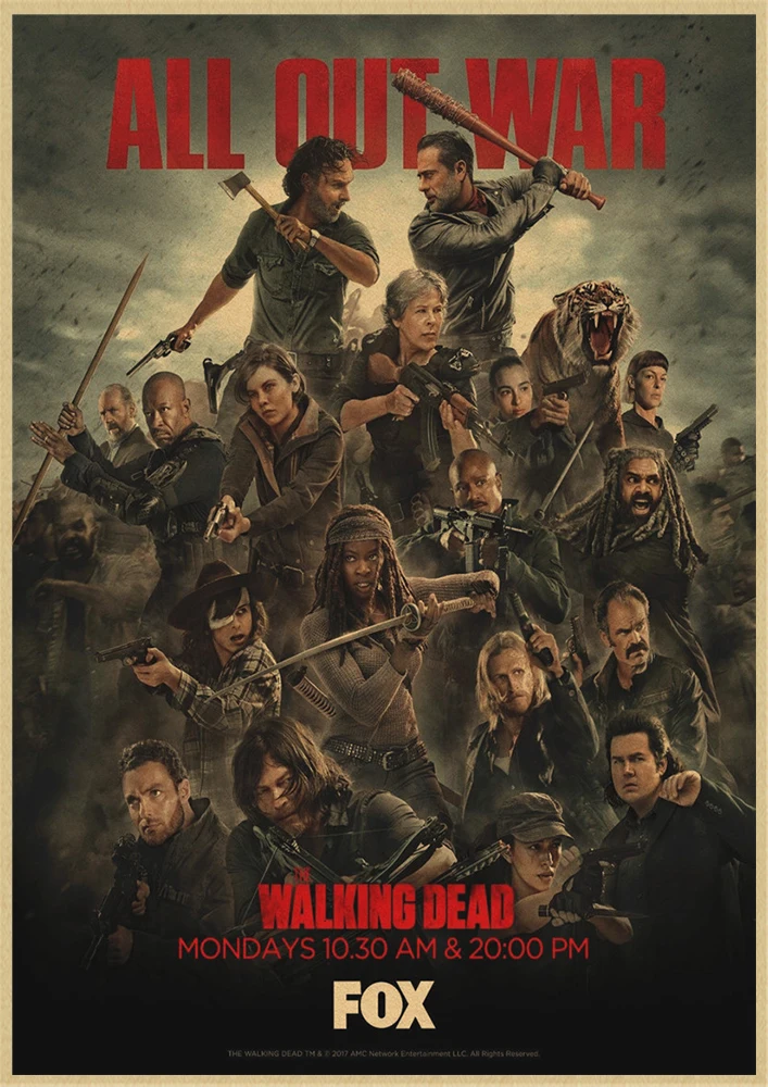 The Walking Dead Season 8 TV Series Poste Bar Cafe Living Room Dining room Wall Decorative Paintings Home Decor kraft paper wall pictures gun posters