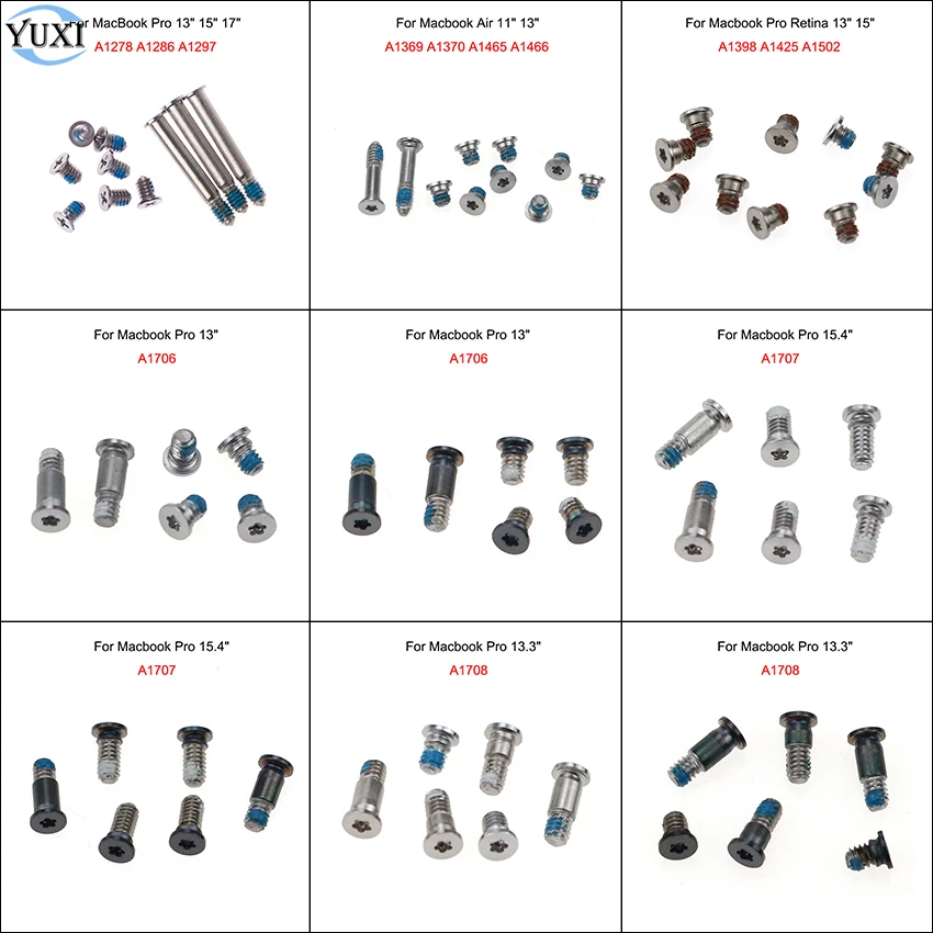 Винты YuXi для задней крышки компьютера винты нижние MacBook Pro A1278 A1286 A1297 A1706 A1707 A1708 Air