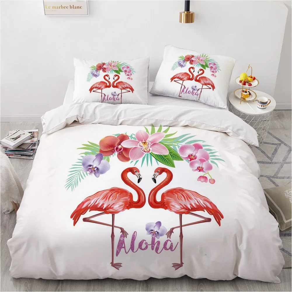 

3D Bedding Sets luxury Flamingos in love Single Queen Double Full King Twin Bed linen For home Duvet cover Bed mattresses