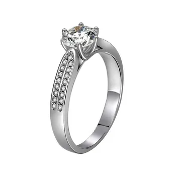 

YJZ134 1CT Brilliant Star Queen Brand Ring 6 Prongs Setting Jewelry Sterling Silver White Gold Engagement Ring Female Gift