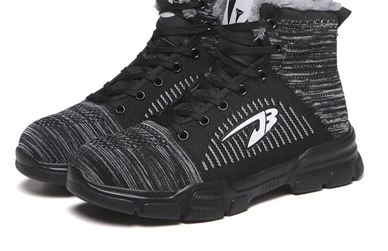 DEWBEST/Водонепроницаемые рабочие ботинки на шнуровке Безопасная рабочая обувь теплые зимние ботильоны модная повседневная обувь для мужчин и женщин