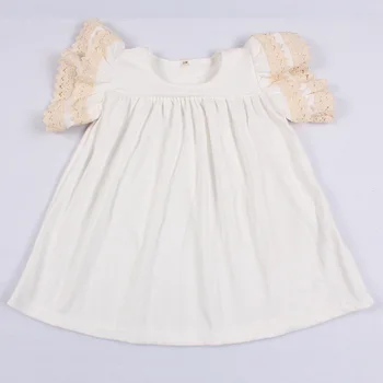 

Summer style dress toddler girls dresses O-neck pure white lace short sleeves party dress kids clothing