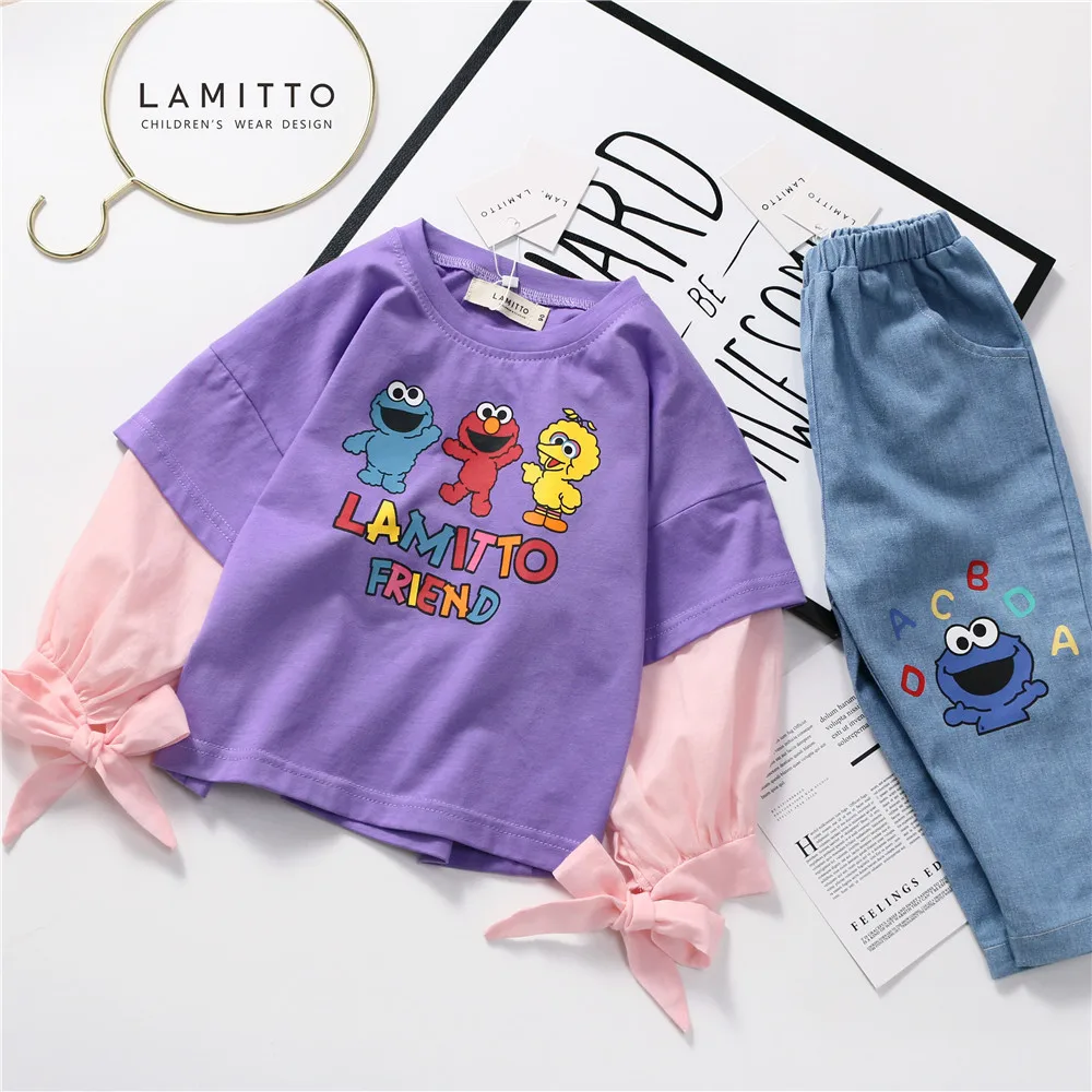 Tonytaobaby/Новая Осенняя детская одежда для маленьких девочек; футболка с длинными рукавами и рисунком для девочек