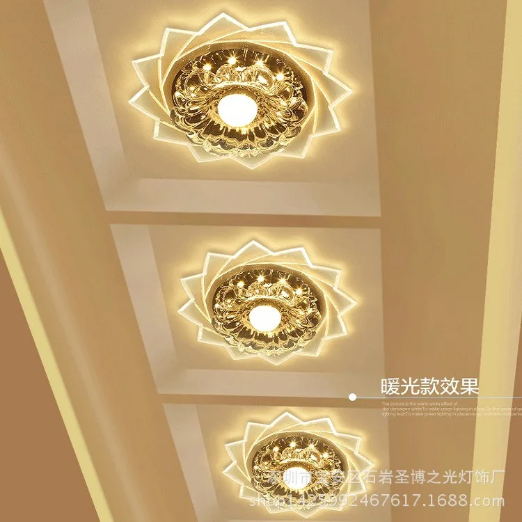 

Wholesale Creative LED Crystal Spotlight Corridor Hallway Entrance Ceiling Light Living Room Entrance Door ting deng Lighting