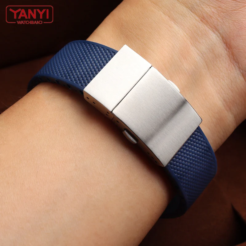 Curved end Rubber watch strap 21mm watchband for Longines conquest L37813567 L37813787 L3.781/782 watches band wristwatches band