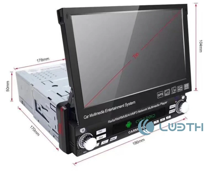 

LWBTH Android 8.0 1 Din universal 7'' Touch Screen Car Multimedia Monitor GPS Navigation Retractable Screen WIFI Bluetooth