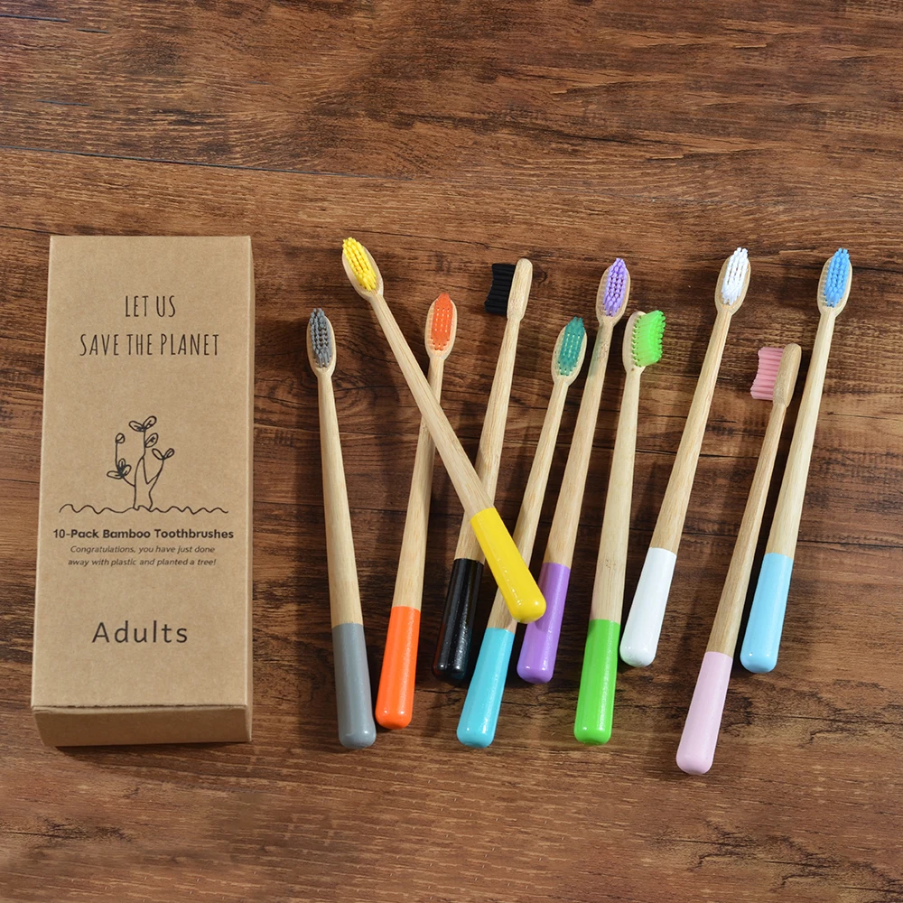 Bamboo Toothbrush Elliptical Oral-Care Eco-Friendly Bristle New Adults Mix-Color Nylon