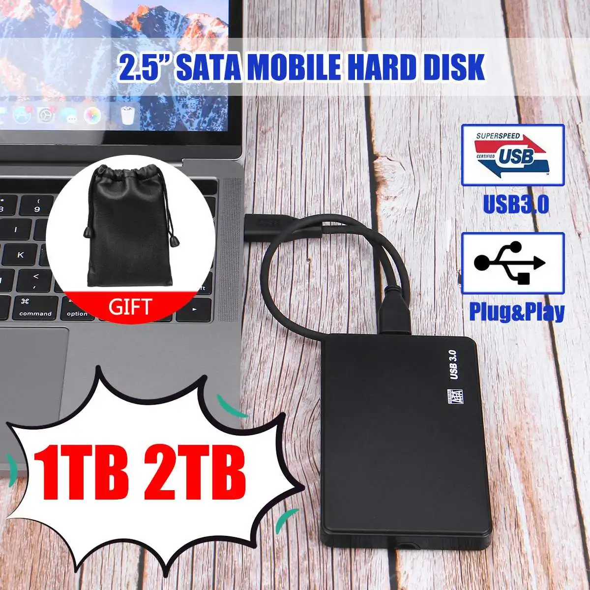 2,5 Мобильный жесткий диск USB3.0 SATA3.0 1 ТБ 2 ТБ HDD disco duro externo внешний жесткий диск для ноутбука/Mac/ВБ