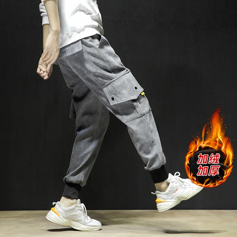 

2019 Autumn And Winter Japanese-style Large Size Ankle Banded Pants Corduroy Thick Loose-Fit Students MEN'S Casual Pants Popular