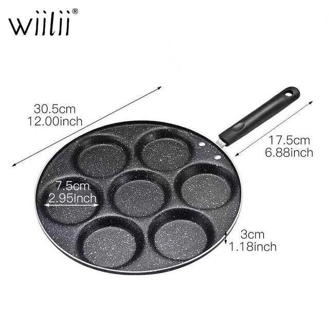 Commercial Chef Cast Iron Mini Pancake Pan, Silver Dollar Pancake Griddle, Easy to Clean Pancake Maker, Heats Evenly, Makes 7 Mini Silver Dollar