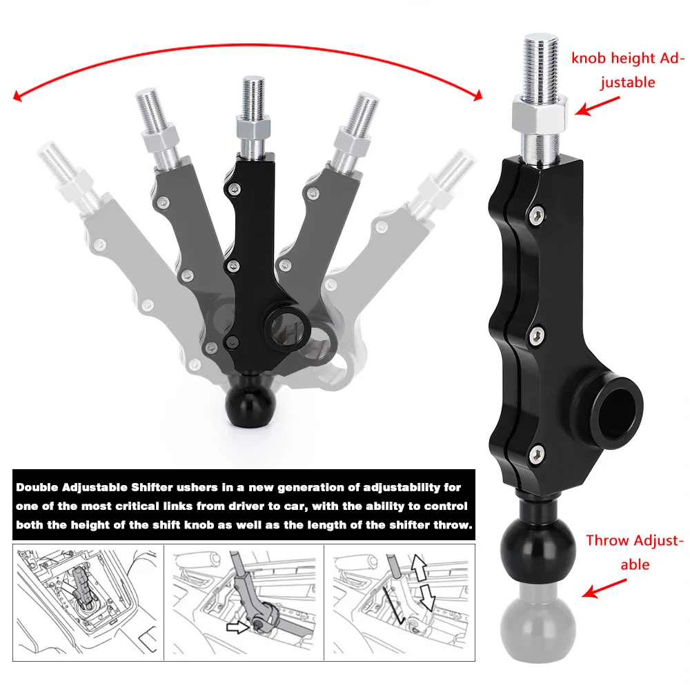 WLR-For 2008-2014 Subaru WRX Legacy Outback Legacy Forester Double Adjustable Short Throw Shifter Customizable Three Bolts