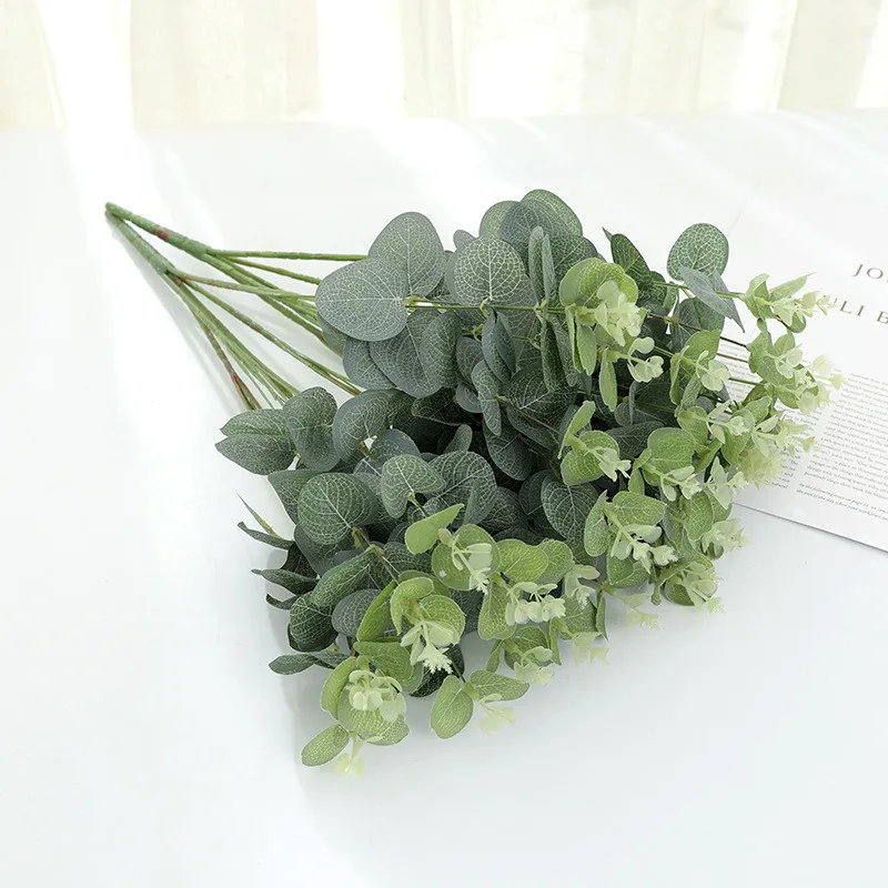 

48cm Green Artificial Leaves Large Eucalyptus Leaf Plants Wall Material Decorative Fake Plants For Home Shop Garden Party Decor