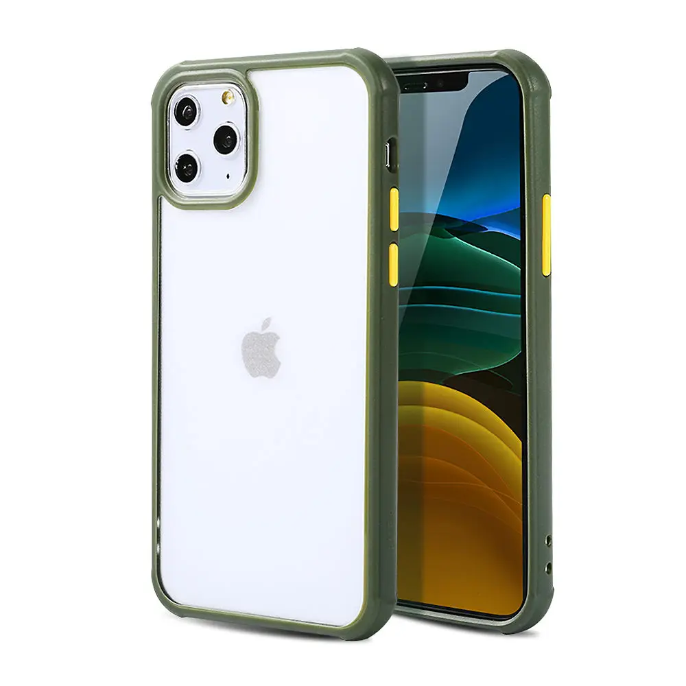 Карамельный цвет противоударный чехол для телефона для iPhone 11 11Pro Max XR X XS Max 8 7 6 6S Plus мягкая рамка прозрачная задняя крышка Capa - Цвет: Dark green