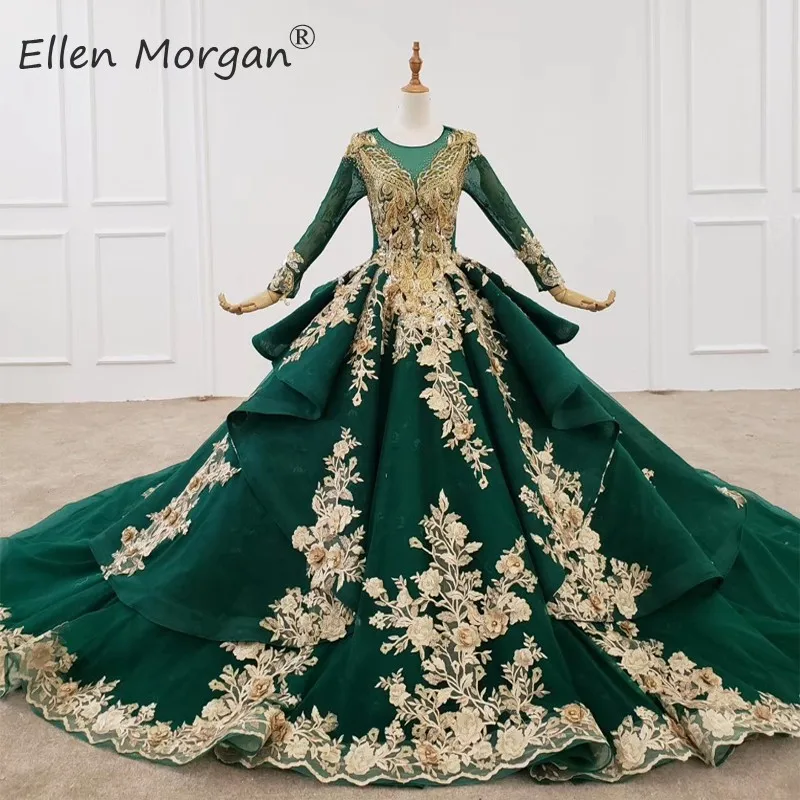 Mulsim Long Sleeves Ball Gowns Wedding Dresses 2020 Real Photos Lace Beaded Corset Vintage Puffy Colorful Bridal for Women | Свадьбы и
