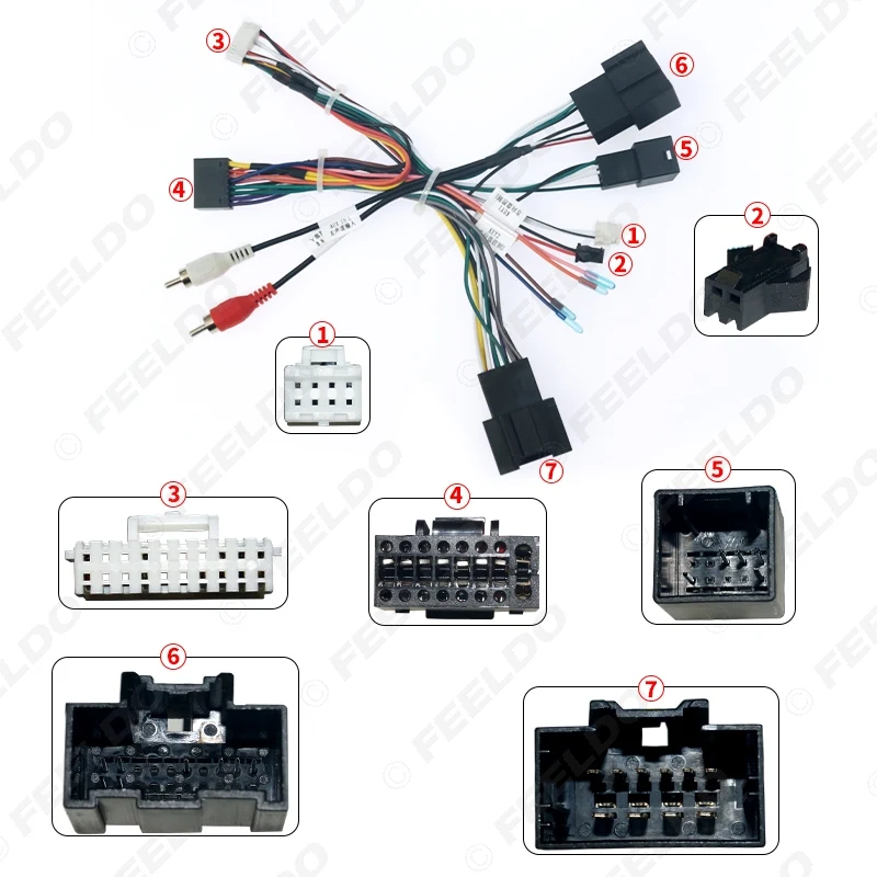 FEELDO Car Audio 16pin Wiring Harness With Canbus Box For Chevrolet Sail 3 Aftermarket Stereo Installation Wire Adapter