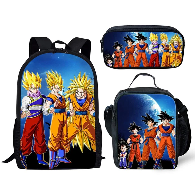 3pcs/set Dragon Ball Z Backpack Anime Cartoon Super Saiyan Goku