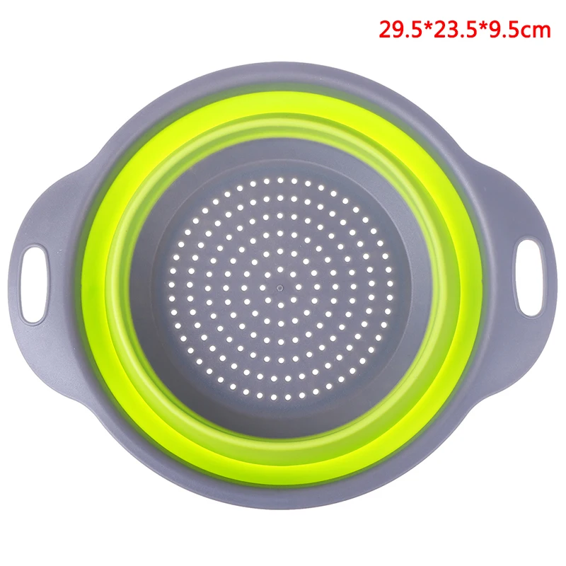 Foldable Silicone Colander Fruit Vegetable Washing Drain Strainer Basket Strainer Collapsible Colander With Handle Kitchen Tools - Цвет: GNL