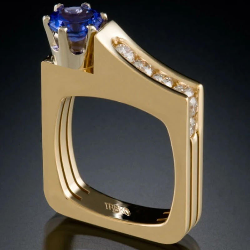 Современные геометрические многослойные Золотые стразы, кольцо, амулеты, ювелирные изделия, красный зеленый синий CZ обручальные кольца для мужчин и женщин, подарок Z3T235 - Цвет основного камня: Ring T237