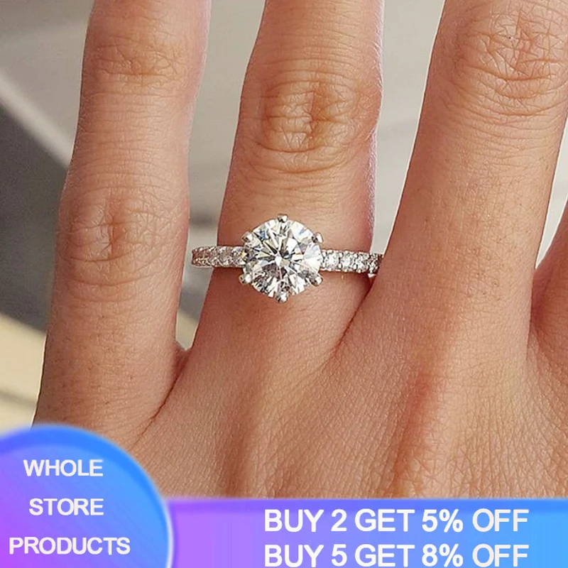 

With Certificate All Whole Solid 925 Silver Ring With Original Natural Zirconia Gemstone Ring Silver 925 Jewelry Wedding Band