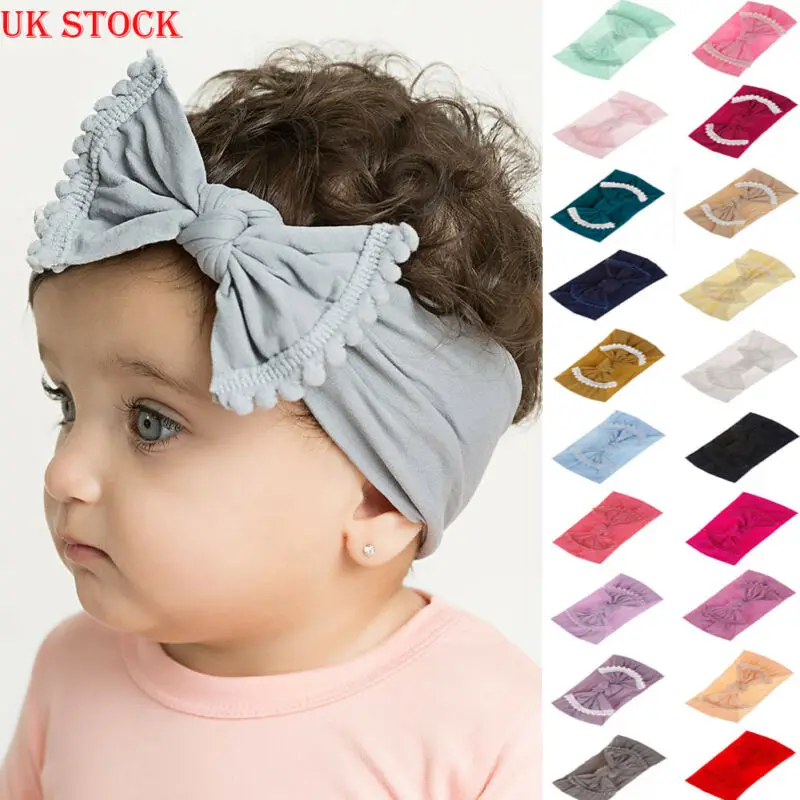 

2020 Brand New Baby Girl Kids Toddler Cotton Headband Hair Bow Band Accessories Solid Headwear Hairband Photo Props Gifts